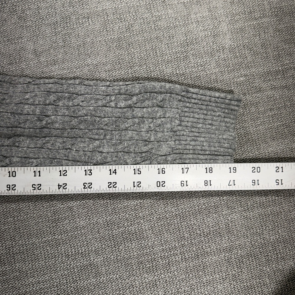 L.L. Bean Cable Knit Sweater Womens‎ Small Gray Excellent Lambswool Crewneck - Picture 6 of 7